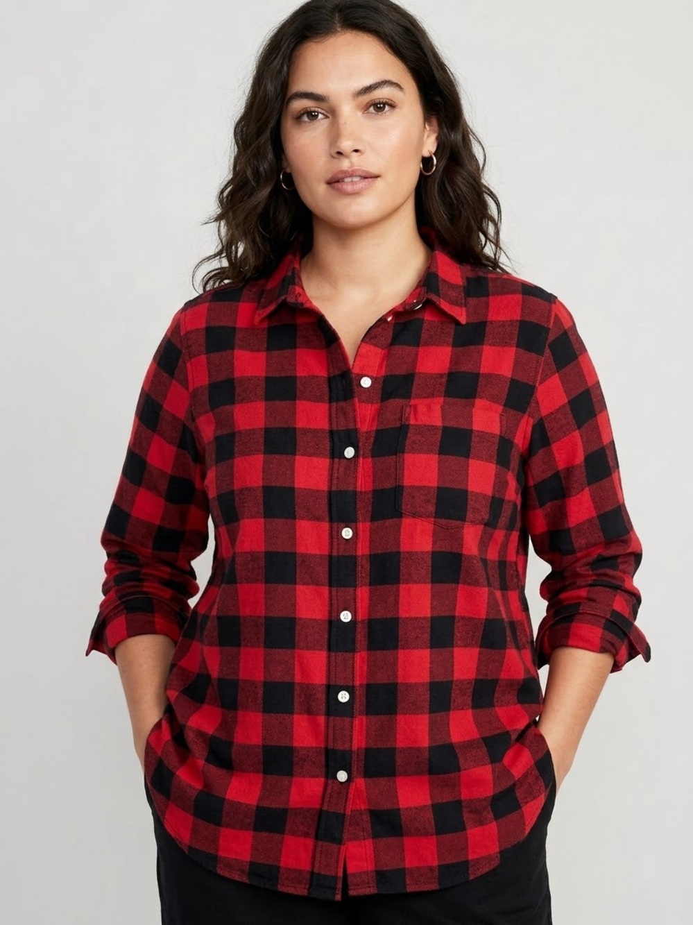 Old Navy The Classic Shirt Buffalo Plaid Long Sleeve Flannel Button Down
